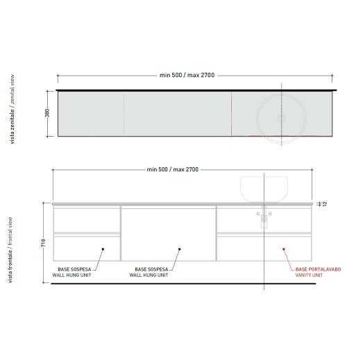 Immagine di Flaminia CUBIKA top di copertura L.50 P.38 cm, colore bianco finitura opaco CKPR38LBK050