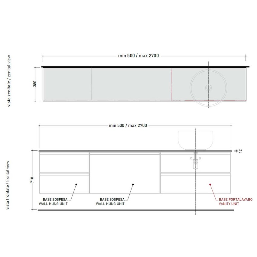 Immagine di Flaminia CUBIKA top di copertura L.50 P.38 cm, colore bianco finitura opaco CKPR38LBK050