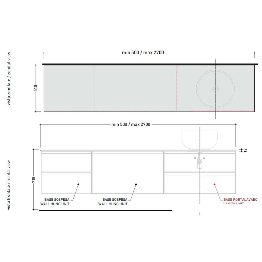 Immagine di Flaminia CUBIKA top di copertura L.50 P.51 cm, colore bianco finitura opaco CKPR51LBK050