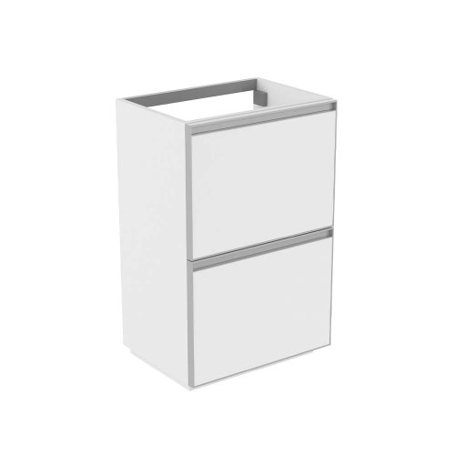 Immagine di Flaminia CUBIKA base portalavabo L.50 P.37 cm a terra, con 2 cassetti, senza top, colore bianco finitura opaco CKD906LBK