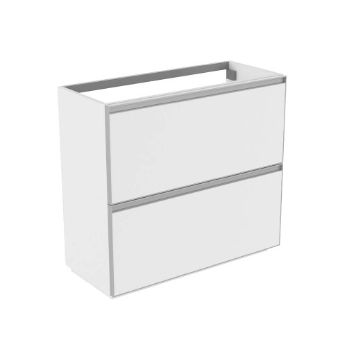 Immagine di Flaminia CUBIKA base portalavabo L.85 P.37 cm a terra, con 2 cassetti, senza top, colore bianco finitura opaco CKD918LBK