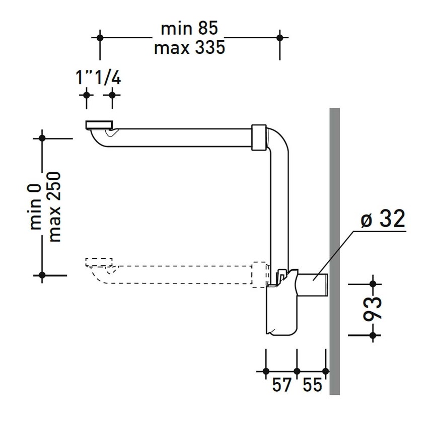 Immagine di Flaminia Sifone salvaspazio in ABS per lavabo 1" 1/4 SIFLSP