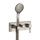 Gessi VIA TORTONA miscelatore doccia a parete 2 uscite, con deviatore, presa acqua, supporto, flessibile 150 cm e doccetta anticalcare, senza corpo incasso, finitura finox brushed nickel 44829#149