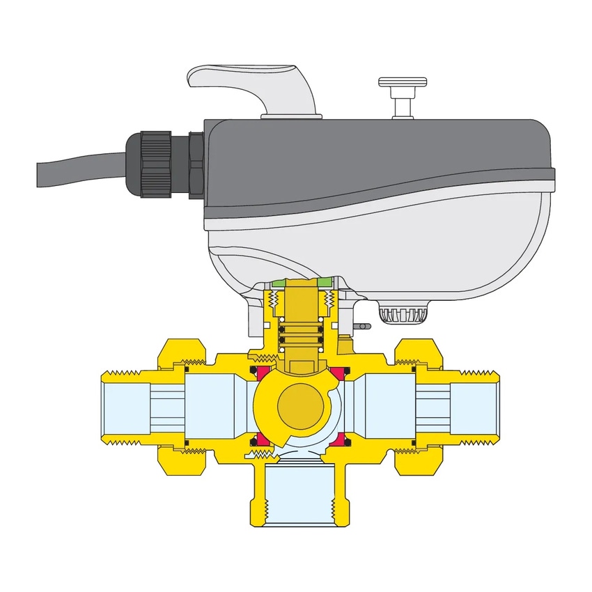 Immagine di Caleffi 638 Valvola a sfera a tre vie deviatrice, motorizzata, con kit di coibentazione, 230 V, attacchi 1.1/4” 638373