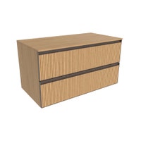 Immagine di Flaminia CUBIKA base portalavabo L.95 P.50 cm sospesa, con 2 cassetti, senza top, finitura rovere naturale greca CKD827LLK