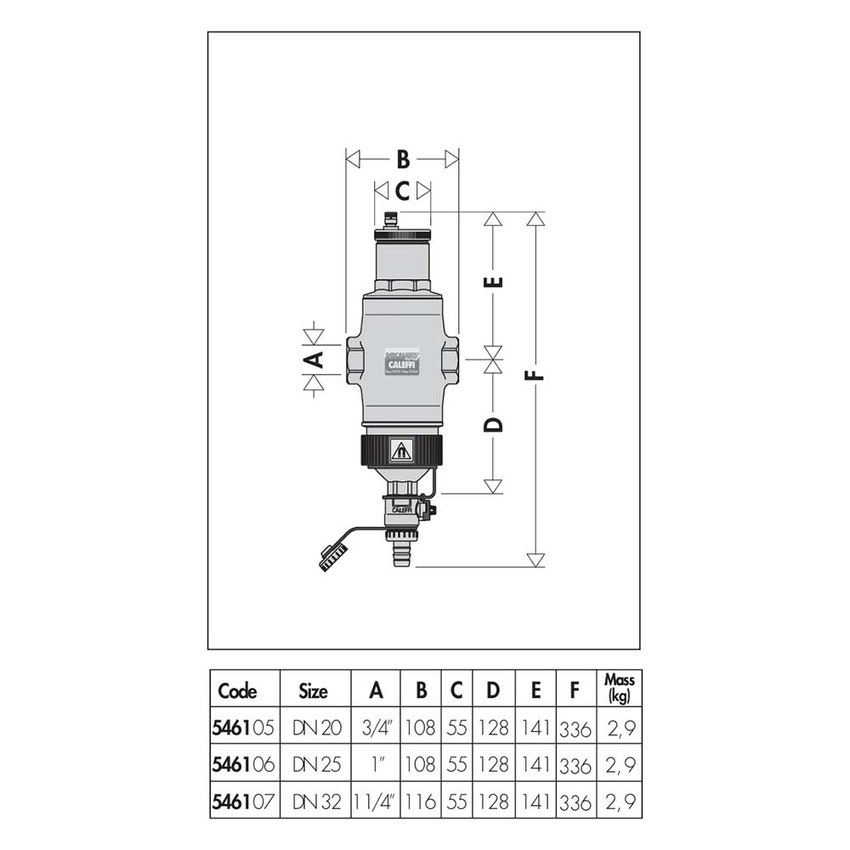 Immagine di Caleffi DISCALDIRT®MAG disaeratore-defangatore con magnete, con attacchi filettati femmina 3/4" 546105