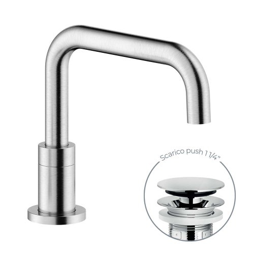 Immagine di Nobili LIVE bocca per miscelatore monocomando per lavabo, con scarico 1 1/4" push, finitura inox spazzolato AV00156/23IX