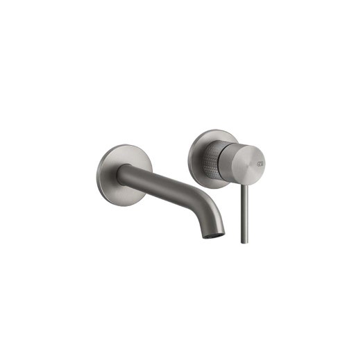 Immagine di Gessi 316 CESELLO miscelatore lavabo a parete bocca lunga senza scarico, finitura steel brushed 54486#239