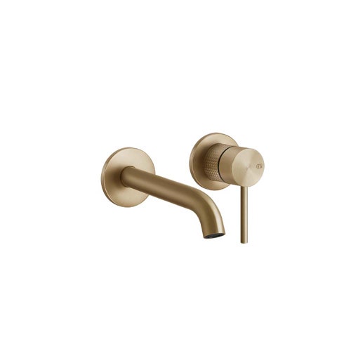 Immagine di Gessi 316 CESELLO miscelatore lavabo a parete bocca lunga senza scarico, finitura warm bronze brushed PVD 54486#726