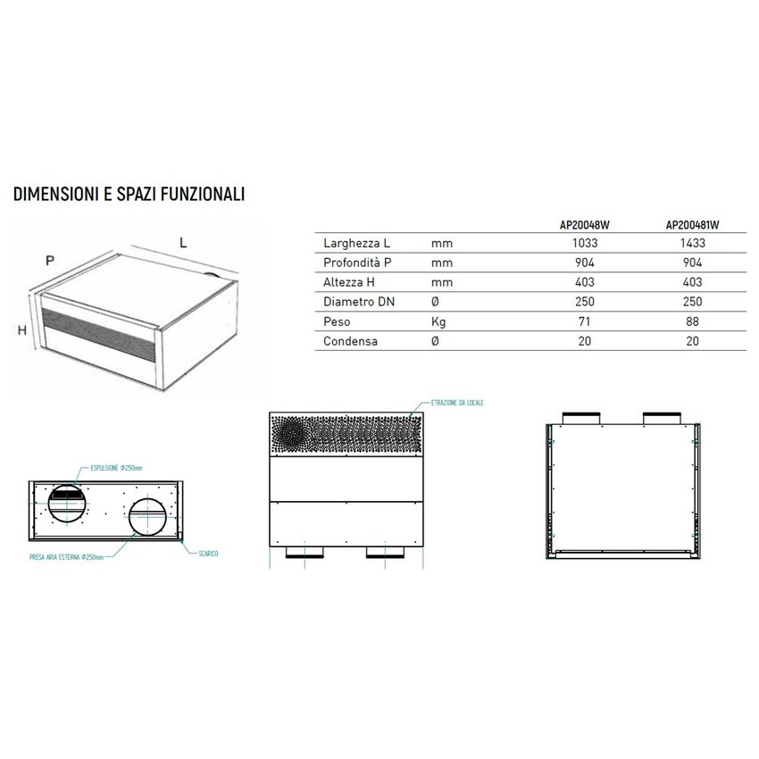 Immagine di FantiniCosmi ASPIRCOMFORT CLASS 620H WI-FI unità VMC decentralizzata con recupero di calore per installazione orizzontale a soffitto, portata massima 620 m³/h, comando escluso AP20048W