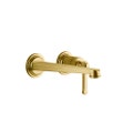 Immagine di Gessi VENTI20 miscelatore lavabo da parete P.22 cm, senza scarico, finitura gold brushed pvd 65089#716