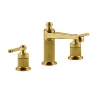 Immagine di Gessi VENTI20 gruppo lavabo 3 fori H.16 cm, senza scarico, con flessibili di collegamento, finitura gold brushed pvd 65014#716