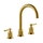 Gessi VENTI20 gruppo lavabo 3 fori H.28 cm, con bocca a ombrello, senza scarico, con flessibili di collegamento, finitura gold brushed pvd 65016#716