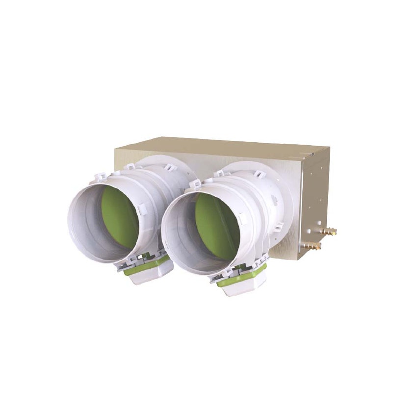 Immagine di Tecnosystemi PROAIR PACK CAB GREEN 2L kit per gestione multi-zona, con plenum in lamiera coibentata e 2 serrande motorizzate Ø 15 cm GAD400399