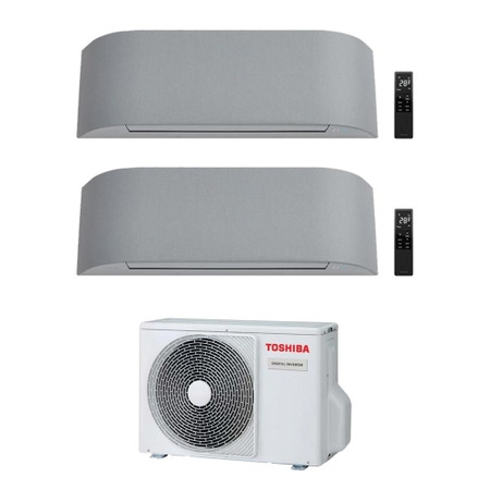 Immagine di Toshiba HAORI Climatizzatore a parete dual split inverter Wi-Fi light grey | unità esterna R32 4 kW unità interne 13000+13000 BTU RAS-2M14G3AVG-E+RAS-[B13-1|B13-1]N4KVRG-E