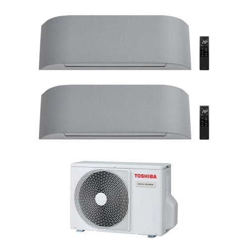 Immagine di Toshiba HAORI Climatizzatore a parete dual split inverter Wi-Fi light grey | unità esterna R32 3.3 kW unità interne 10000+10000 BTU RAS-2M10G3AVG-E+RAS-[B10-2|B10-2]N4KVRG-E