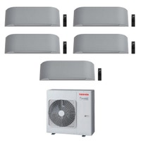 Immagine di Toshiba HAORI Climatizzatore a parete penta split inverter Wi-Fi light grey | unità esterna R32 10 kW unità interne 10000+10000+10000+10000+13000 BTU RAS-5M34G3AVG-E1+RAS-[4xB10-2|B13-1]N4KVRG-E