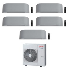 Immagine di Toshiba HAORI Climatizzatore a parete penta split inverter Wi-Fi light grey | unità esterna R32 10 kW unità interne 10000+10000+10000+10000+10000 BTU RAS-5M34G3AVG-E1+RAS-[5xB10-2]N4KVRG-E