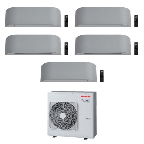 Immagine di Toshiba HAORI Climatizzatore a parete penta split inverter Wi-Fi light grey | unità esterna R32 10 kW unità interne 10000+10000+10000+10000+10000 BTU RAS-5M34G3AVG-E1+RAS-[5xB10-2]N4KVRG-E
