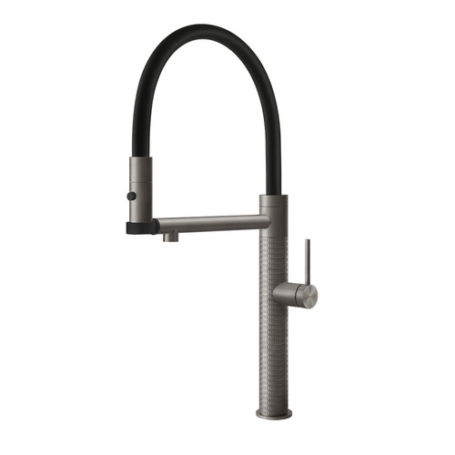 Immagine di Gessi 316 MECCANICA miscelatore semi-professionale monocomando H.50 cm, con bocca girevole e doccetta estraibile doppio-getto, finitura steel brushed 60212#239