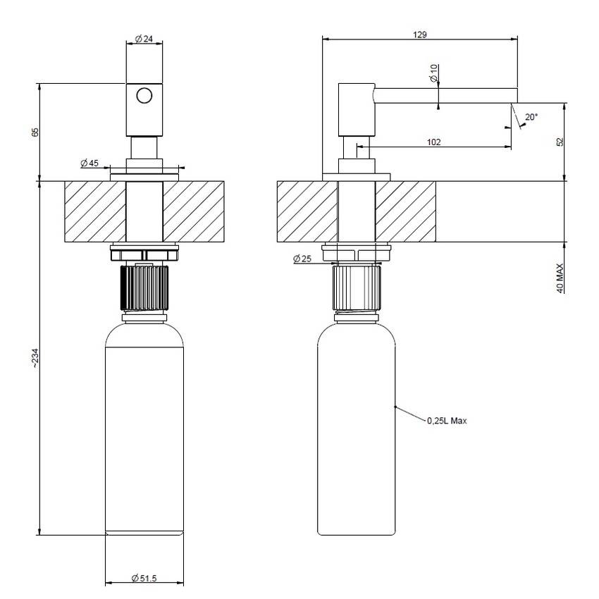 Immagine di Gessi Dispenser porta sapone da banco, con carica dall'alto, finitura steel brushed 29660#239