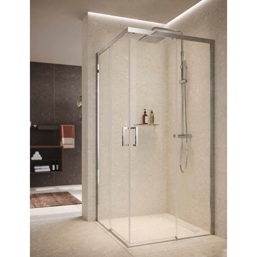 Immagine di Novellini ZEPHYROS 2.0 A lato 67 est.67-70 cm vetro satin profilo finitura bianco opaco ZEP2A67L-4U