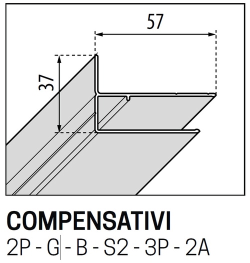 Immagine di Novellini profilo compensativo con aletta H.200 cm finitura bianco opaco P05BHCST2-U