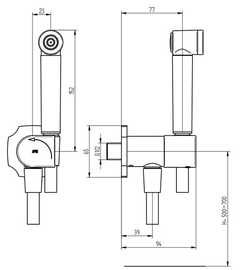 Immagine di Bellosta Idroscopino tondo rosone classic spray, flessibile da 90 cm, attacco da 1/2", finitura cromo 01-0403/ID