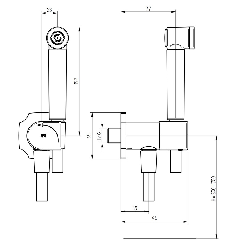 Immagine di Bellosta Idroscopino tondo rosone classic spray, flessibile da 90 cm, attacco da 1/2", finitura cromo 01-0403/ID
