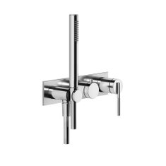 Immagine di Gessi INGRANAGGIO miscelatore doccia, a parete, 2 vie, con deviatore, presa acqua e supporto doccetta, senza corpo incasso, finitura cromo 63543#031