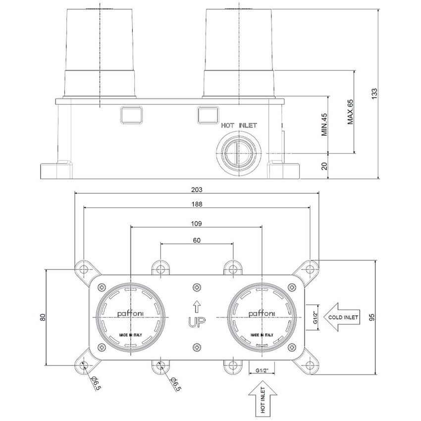Immagine di Rubinetteria Paffoni Corpo incasso per miscelatori lavabo ad incasso PBOX002