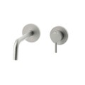 Immagine di Rubinetteria Paffoni LIGHT set esterno per miscelatore lavabo ad incasso, con 2 piastre Ø 7 cm e bocca P.17.8 cm, finitura acciaio satinato LIGBOX105ST70