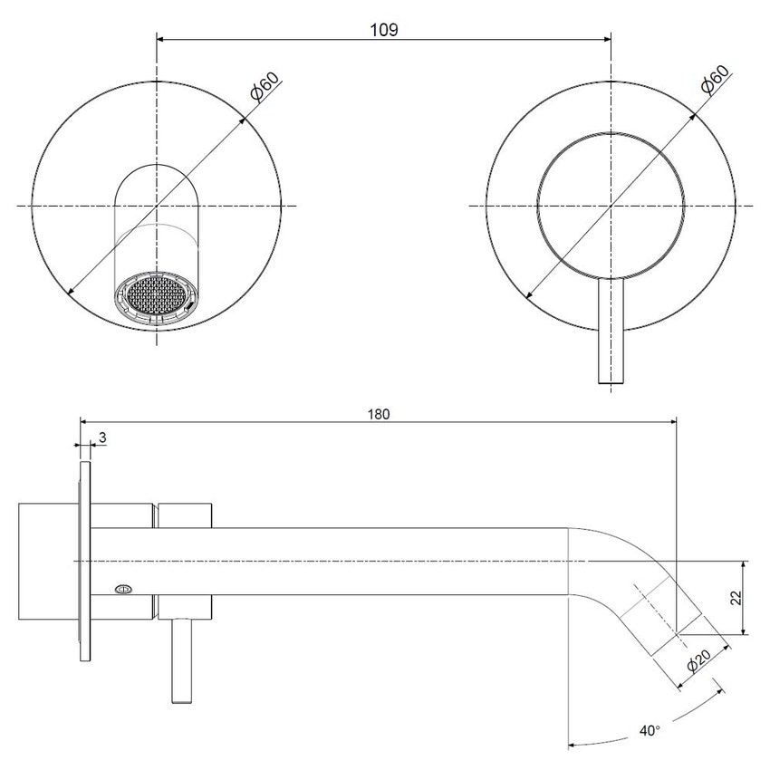 Immagine di Rubinetteria Paffoni INOX TECH miscelatore monocomando per lavabo ad incasso, con 2 piastre Ø 6 cm, bocca P.18 cm e corpo incasso incluso, finitura acciaio inox INOX107AC60