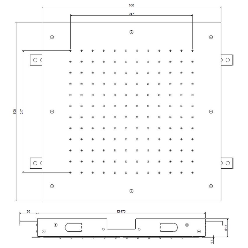 Immagine di Rubinetteria Paffoni BOSTON soffione doccia quadrato 50 x 50 cm, da incasso a soffitto, in metallo e anticalcare, finitura cromo ZSOF301CR