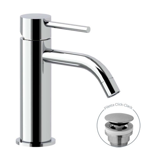 Immagine di Rubinetteria Paffoni LIGHT miscelatore H.16.2 cm per lavabo, con scarico Click-Clack 1"1/4, finitura cromo LIG071KCR