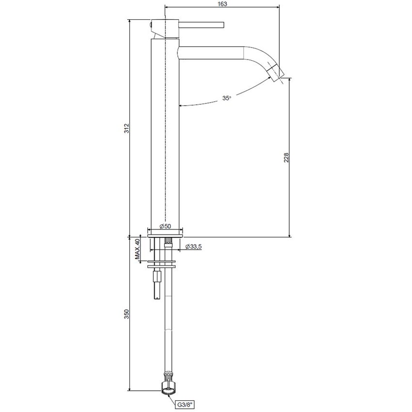 Immagine di Rubinetteria Paffoni LIGHT miscelatore H.31.2 cm per lavabo, senza scarico, finitura cromo LIG081CR