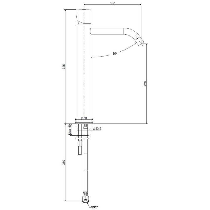 Immagine di Rubinetteria Paffoni LIGHT miscelatore H.32.5 cm per lavabo, senza scarico, finitura cromo LIGX081CR