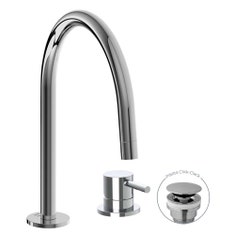 Immagine di Rubinetteria Paffoni LIGHT miscelatore H.26.4 cm per lavabo con bocca fissa e 2 fori, con scarico Click-Clack 1"1/4, finitura cromo LIG051KCR