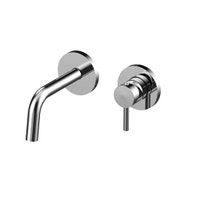 Immagine di Rubinetteria Paffoni LIGHT set esterno per miscelatore lavabo ad incasso, con 2 piastre Ø 7 cm e bocca P.12.3 cm, finitura cromo LIGBOX104CR70