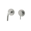 Immagine di Rubinetteria Paffoni LIGHT set esterno per miscelatore lavabo ad incasso, con 2 piastre Ø 7 cm e bocca P.12.3 cm, finitura acciaio satinato LIGBOX104ST70