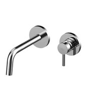 Immagine di Rubinetteria Paffoni LIGHT set esterno per miscelatore lavabo ad incasso, con 2 piastre Ø 7 cm e bocca P.17.8 cm, finitura cromo LIGBOX105CR70