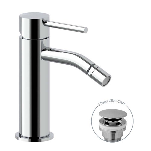Immagine di Rubinetteria Paffoni LIGHT miscelatore H.16.2 cm per bidet, con scarico Click-Clack 1"1/4, finitura cromo LIG131KCR