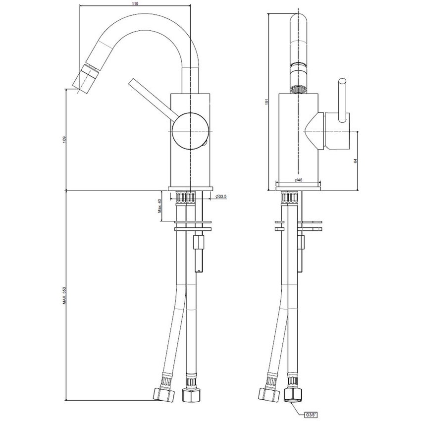 Immagine di Rubinetteria Paffoni LIGHT miscelatore H.19.1 cm per bidet con canna girevole, senza scarico, finitura cromo LIG138CR
