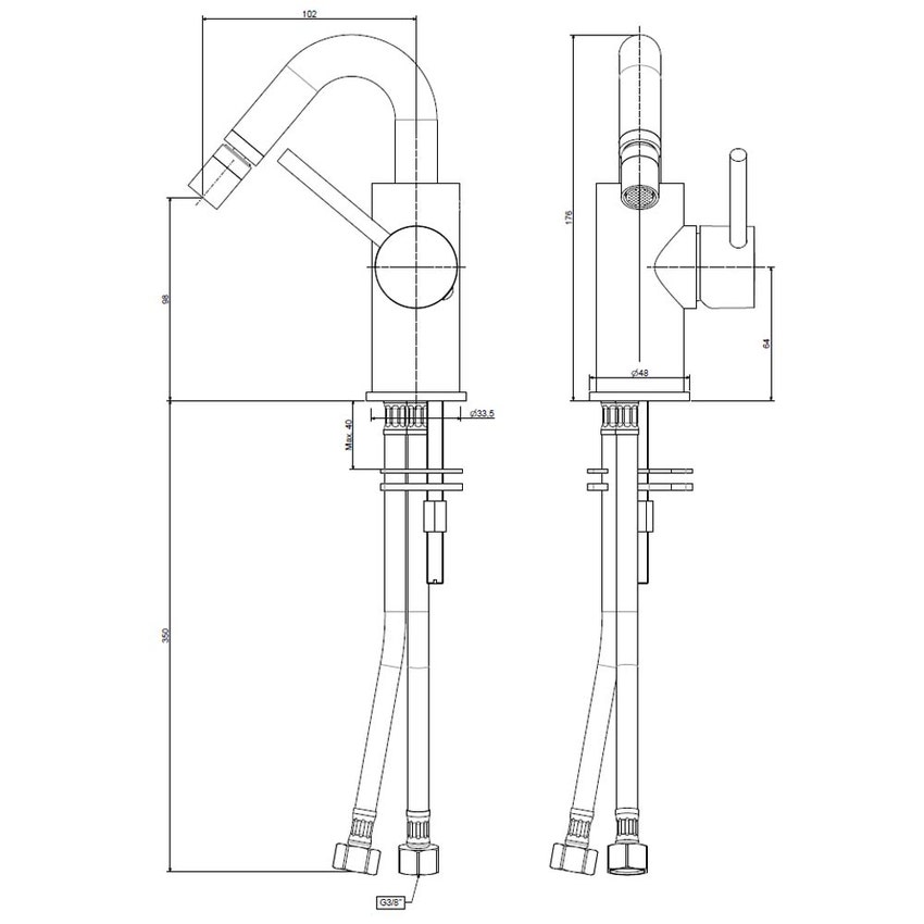 Immagine di Rubinetteria Paffoni LIGHT miscelatore H.17.6 cm per bidet con canna girevole, senza scarico, finitura cromo LIG938CR