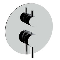 Immagine di Rubinetteria Paffoni LIGHT set esterno per miscelatore doccia ad incasso, con piastra Ø 18 cm e 3 uscite, finitura cromo LIGBOX019CR
