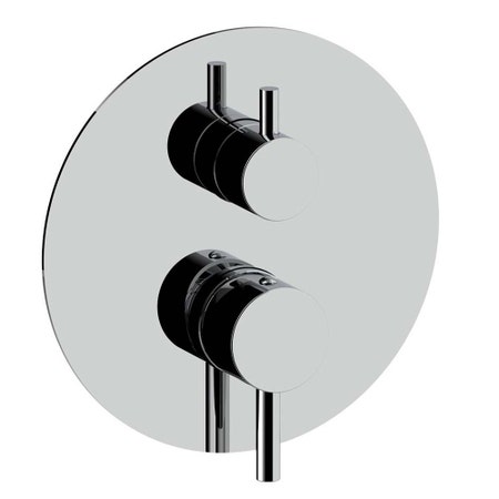 Immagine di Rubinetteria Paffoni LIGHT set esterno per miscelatore doccia ad incasso, con piastra Ø 18 cm e 3 uscite, finitura cromo LIGBOX019CR