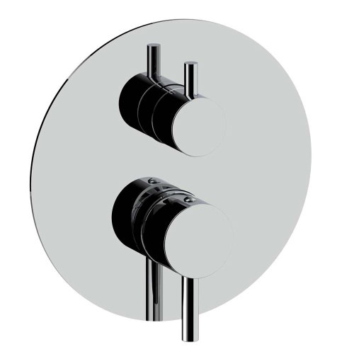 Immagine di Rubinetteria Paffoni LIGHT set esterno per miscelatore doccia ad incasso, con piastra Ø 18 cm e 3 uscite, finitura cromo LIGBOX019CR