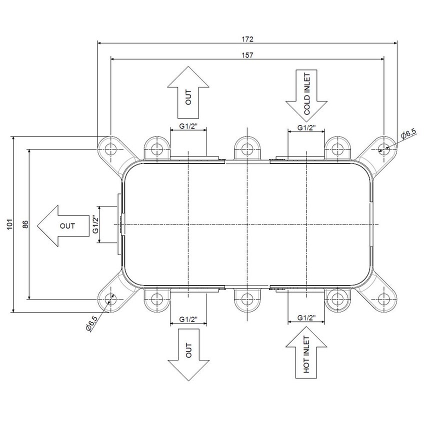 Immagine di Rubinetteria Paffoni Corpo incasso con 3 uscite PBOX004