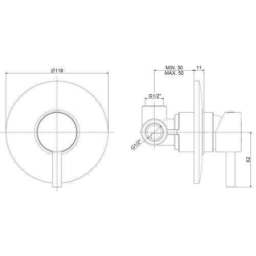 Immagine di Rubinetteria Paffoni LIGHT miscelatore ad incasso con piastra Ø 11.6 cm per doccia, senza deviatore, finitura cromo LIG010CR
