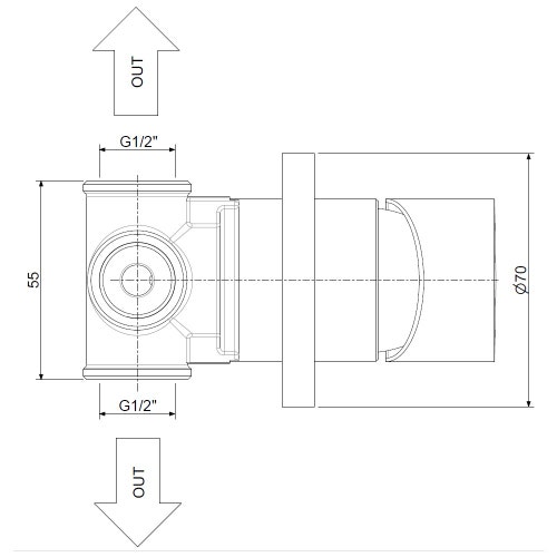Immagine di Rubinetteria Paffoni LIGHT deviatore ad incasso, attacchi 1/2”G, con corpo incasso incluso, finitura cromo ZDEV118CR70-LIG